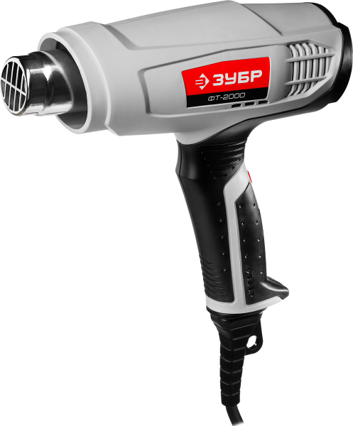 Фен технический(строительный) ЗУБР проф.ФТ-2000, 3насадки,2режима,350гр/350л/мин,650гр/550л/мин,коро