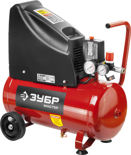 Компрессор безмасляной, 1500 Вт, 24л, 190л/мин, МАСТЕР ЗУБР