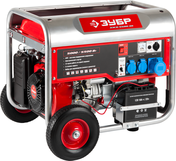 Электрогенератор эл/запуск, колеса, 5500 Вт, МАСТЕР ЗУБР