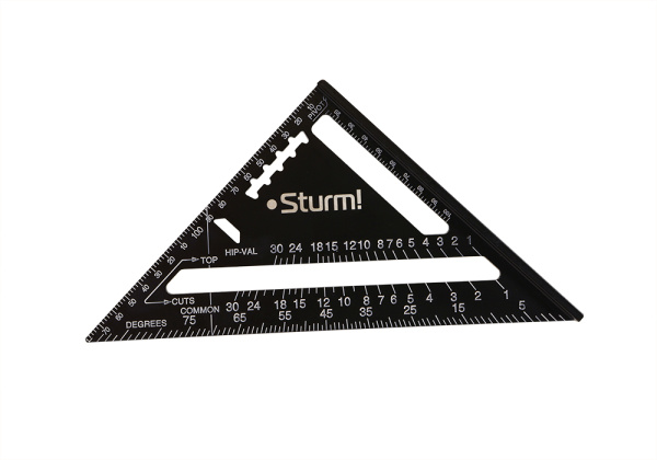 2020-07-170 Угольник 170мм, алюминиевый сплав, чёрная оксидация, белая шкала, Sturm!
