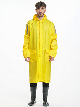 Плащ влагозащитный (Полиэстер/ПВХ 185) ДельтаПлюс, желтый