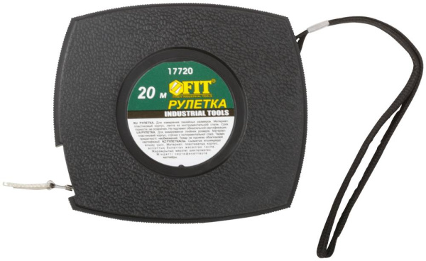 Рулетка 20 м черный закрытый пластиковый корпус, стальная лента FIT