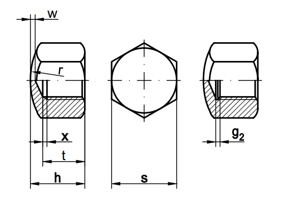 Сечение гайки на чертеже